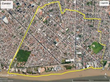 Áreas verdes no bairro do Condor. Fonte Editado no Google Earth por GUSMÃO, L. H (2013).